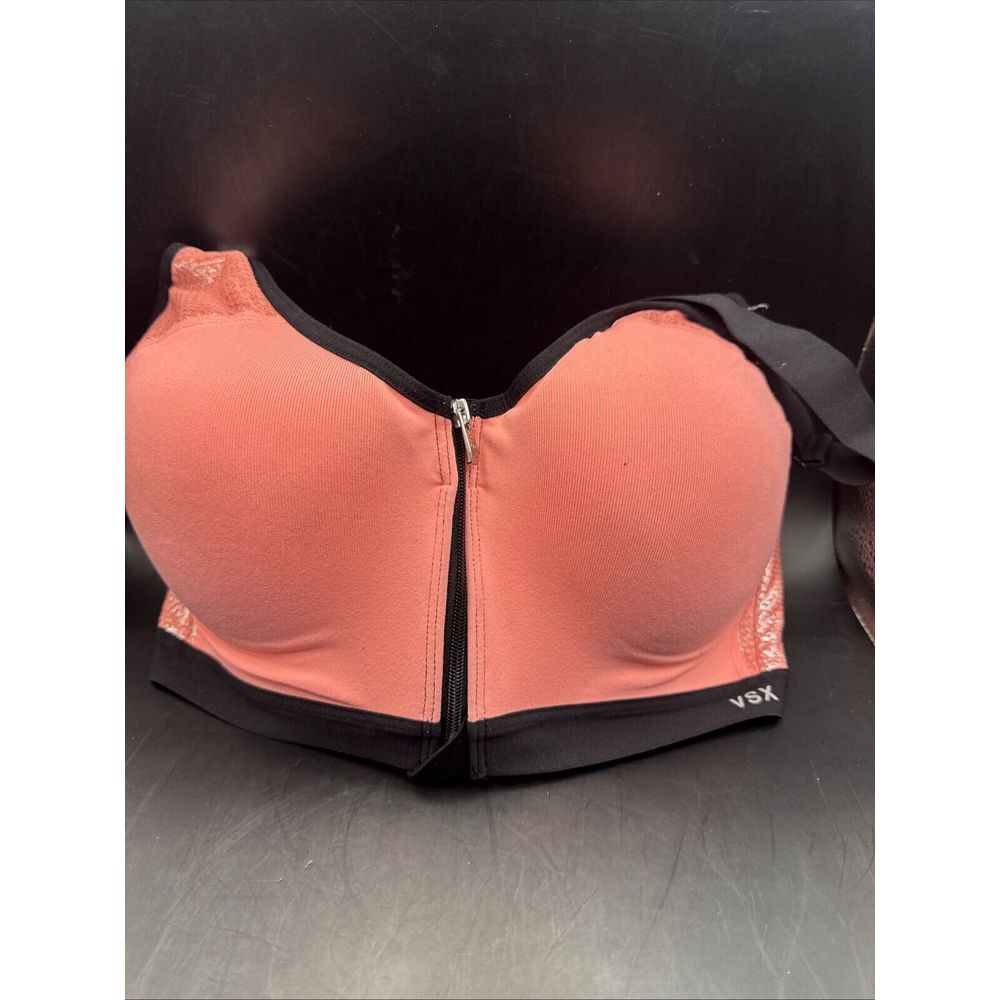 Victoria's Secret 34DD front zip close sports Bra. Coral Pink